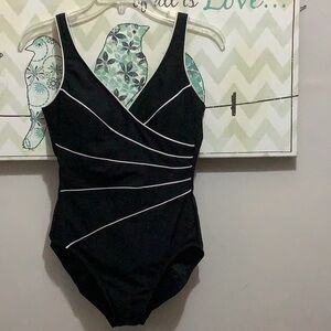 Signature Black One Piece Swimsuit with Crisscross Detail
